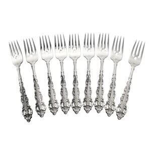 Oneida “Da Vinci” Set of 9 Stainless Glossy Salad Forks 7 1/4” Cube
